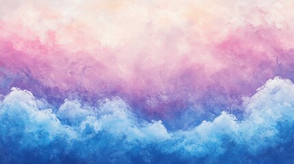 Fototapeta premium Blue, purple, and pink sky gradient watercolor background with soft cloud texture