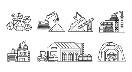 Naklejka premium Industrial Construction Site Equipment Icons.