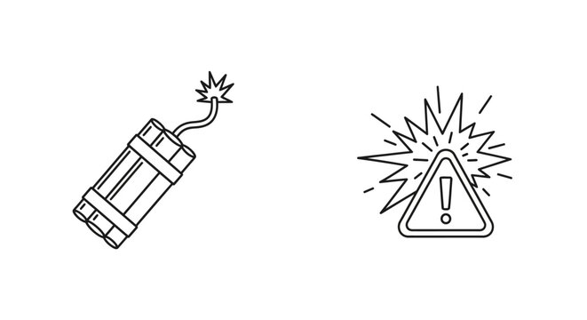 Danger explosive bomb and warning sign.