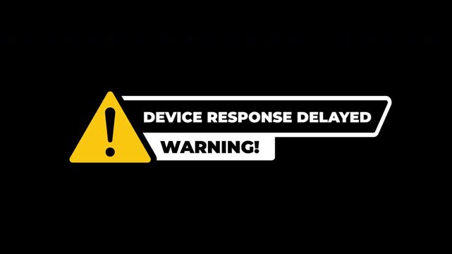 Device Response Delayed Warning Symbol Animation With Yellow Hazard Icon For System Alert On Black