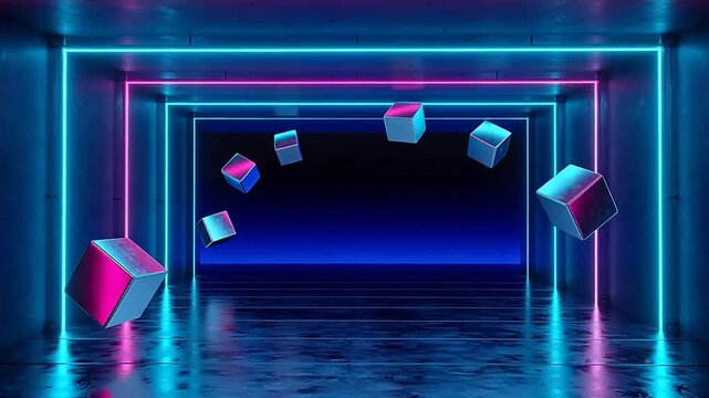 Neon cube tunnel