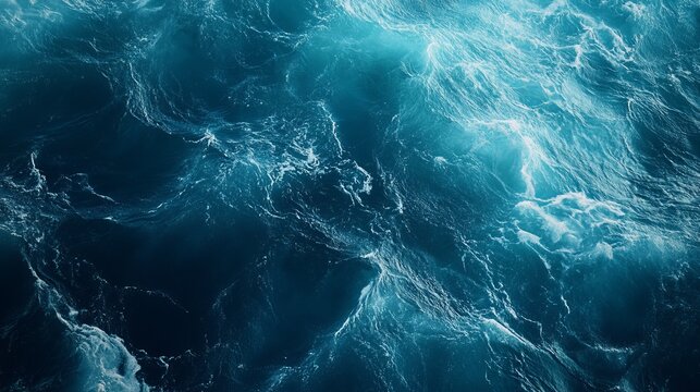 Deep blue ocean surface texture with gentle waves and natural water patterns
