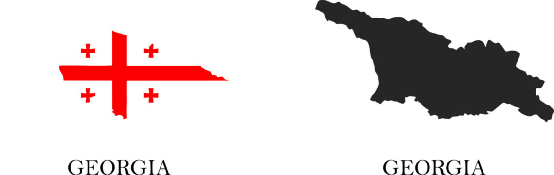 Georgia Map Vector Silhouette with National Flag Pattern