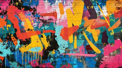 Fototapeta premium Colorful graffiti wall abstract background, vibrant pop art style, creative generative ai artwork for artistic backdrop and modern design