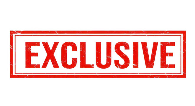 Red grunge rubber stamp with the word exclusive isolated on transparent background