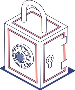 Isometric Safe Strongbox with Combination Lock and Keyhole Vector Graphic