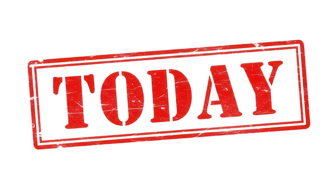 Red rubber stamp with the word today isolated on transparent background