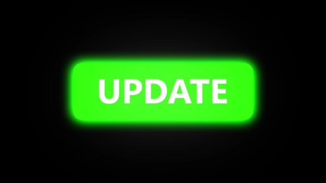 Click on update button with computer arrow cursor animation on transparent background, UI button press action, 4K video with alpha channel.