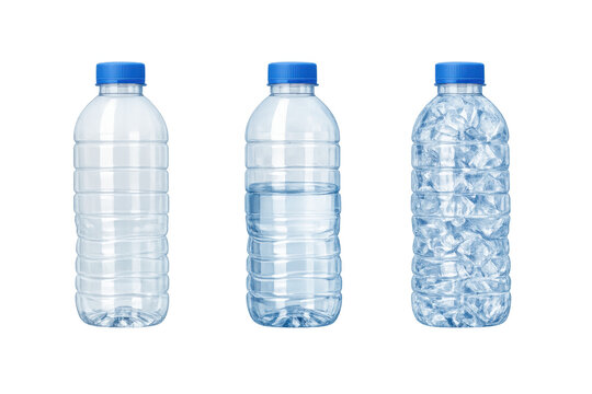 Plastic water bottles illustrating hydration and refreshment with transparent background