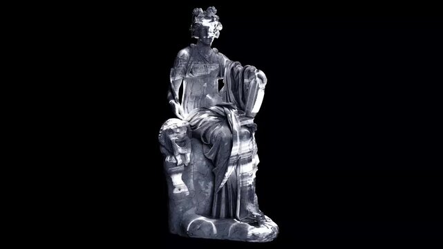 19 Sculpture of Seated Muse Thalia Made with 3D render not AI
