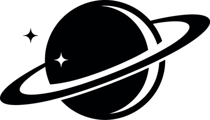 Saturn planet vector with ring silhouette cosmos space illustration astronomy symbol celestial design isolated white background © MdAlom
