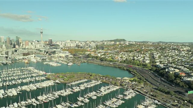 Auckland City with Sky Tower, Bridge and Mount Eden