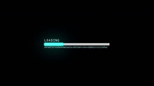 Modern futuristic blue neon loading bar animation, progress indicator from 0 to 100%, glowing UI interface isolated on transparent background