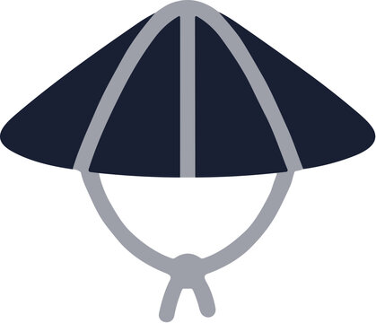 Simple Flat Style Asian Conical Hat Farm Traditional Headwear Illustration