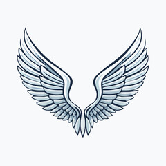 Obraz premium Majestic white angelic wings spread wide, symbolizing freedom, purity, and divine intervention in a stylized illustration