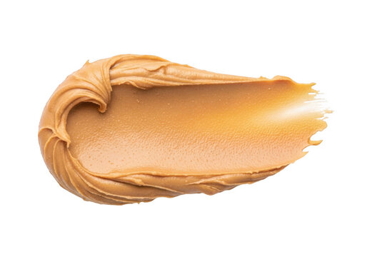 A smear of creamy peanut butter on a surface
