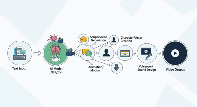 AI Video Generation Process: Text Input to Video Output