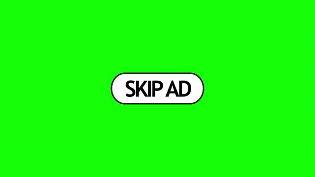 Skip Ad Button Animation Video Player UI Element on Green Screen