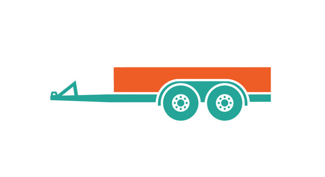 Flatbed Trailer Icon, Transportation Vector Graphic, Cargo Hauling Vehicle