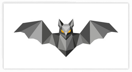 Geometric bat with glowing eyes, polygon style, isolated on white background © Anisah