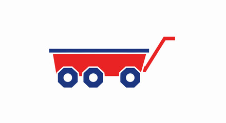 Red wagon with blue wheels and trim, simple vector illustration on white background © Anisah