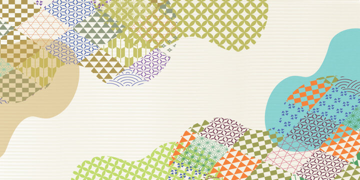 Traditional Japanese Style Patterned Background Illustration