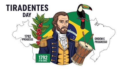 Fototapeta premium Tiradentes Day Brazil Independence Day Celebration Historical Figure Art