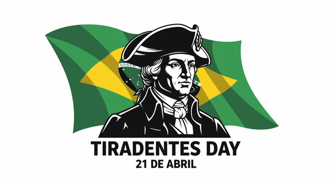 Tiradentes Day Brazil Flag Patriot Historical Figure Illustration