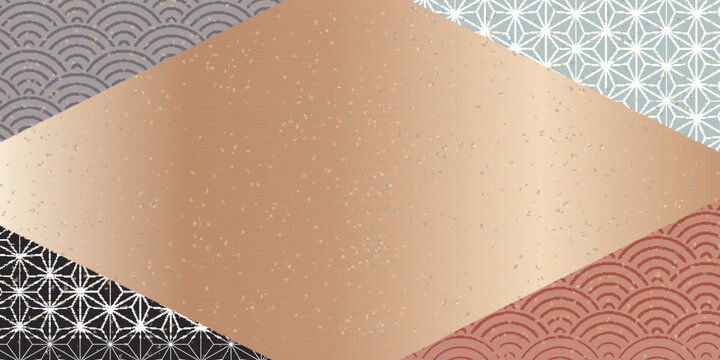 Elegant Japanese Style Background with Traditional Patterns and Gold Texture
