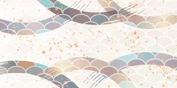 Elegant Japanese Pattern Featuring Waves and Traditional Gold Accents