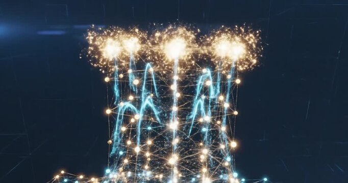 Abstract visualization of interconnected nodes and lines forming a digital network structure