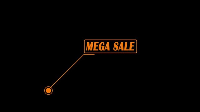 Mega Sale text animation with HUD elements. HUD elements rectangle frame with Mega Sale text type mood motion graphics. Box for Technology Interface 4k video.