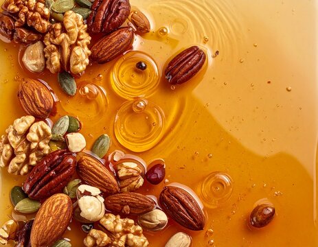 Honey with Mixed Nuts and Seeds Background