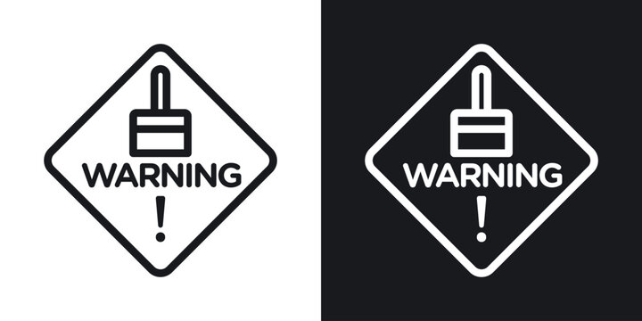Wet paint sign set in black and white stroke lines
