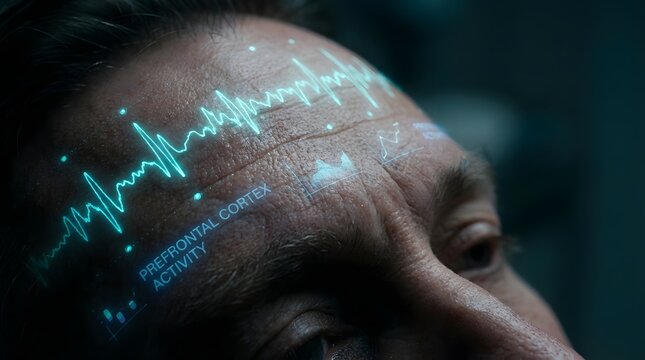 Brain activity and technology with lines