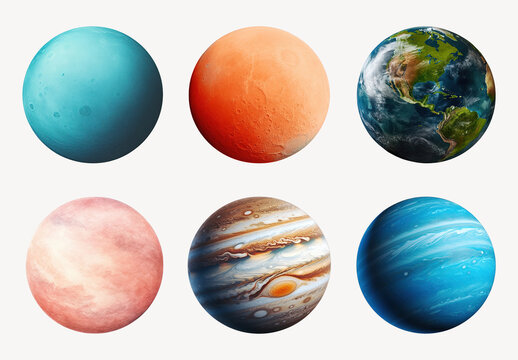 Colorful Planets In Space Design Set