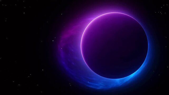 Purple glowing planet in space
