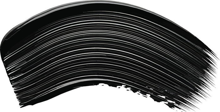 Vector  illustration of Black mascara smear and thick charcoal paint stroke isolated on transparent background
