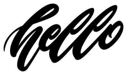 Hello Handwritten Script Collection - Brush Lettering Greetings, Calligraphy Stickers on Black Background © Dicky