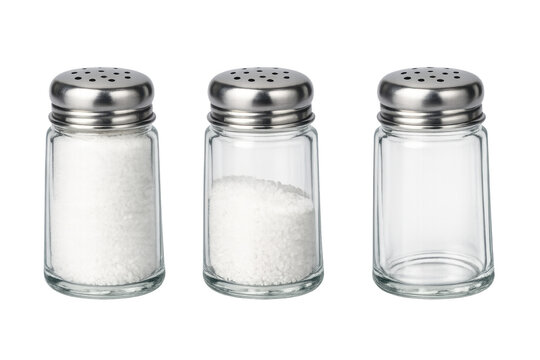 Salt shakers showing full, half-full, and empty levels