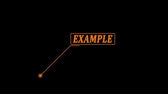 Example text animation with HUD elements. HUD elements rectangle frame with Example text type mood motion graphics. Box for Technology Interface 4k video.