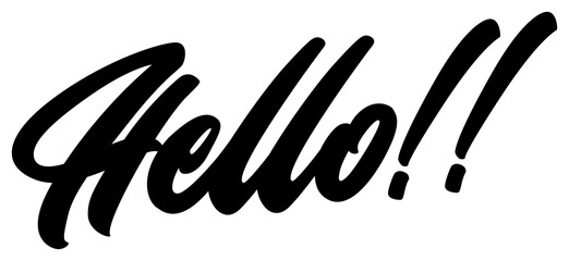 Hello Handwritten Script Collection - Brush Lettering Greetings, Calligraphy Stickers on Black Background © Dicky