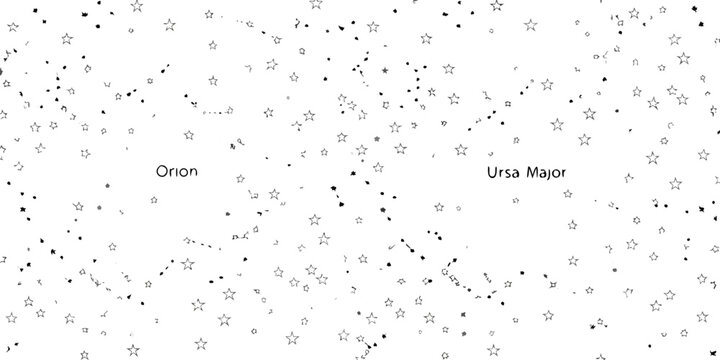 Constellation map displaying orion and ursa major among numerous stars