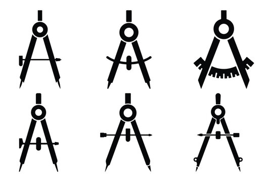 Black and white compass geometry drafting tool tools