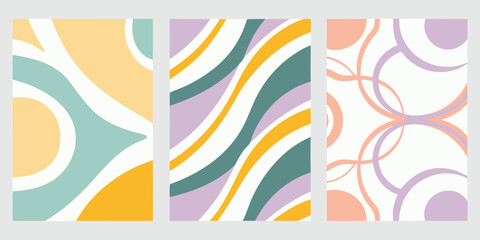 Obraz premium Abstract geometric patterns in a triptych of vibrant color schemes