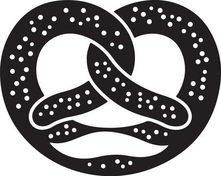 Black pretzel icon, vector pretzel symbol, food illustration, bakery logo