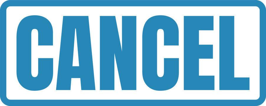 Blue rectangular cancel button with bold white text