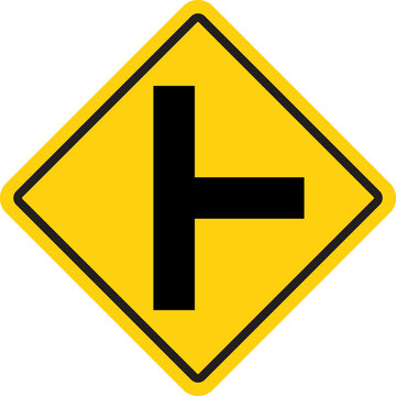Side road intersection warning sign vector illustration