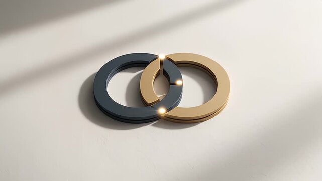 Interlocking Metal Rings on Surface.