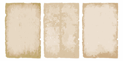 Fototapeta premium Three rectangular aged parchment papers with textured uneven edges